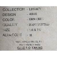 5' X 7' Green & Brown Wool Area Rug