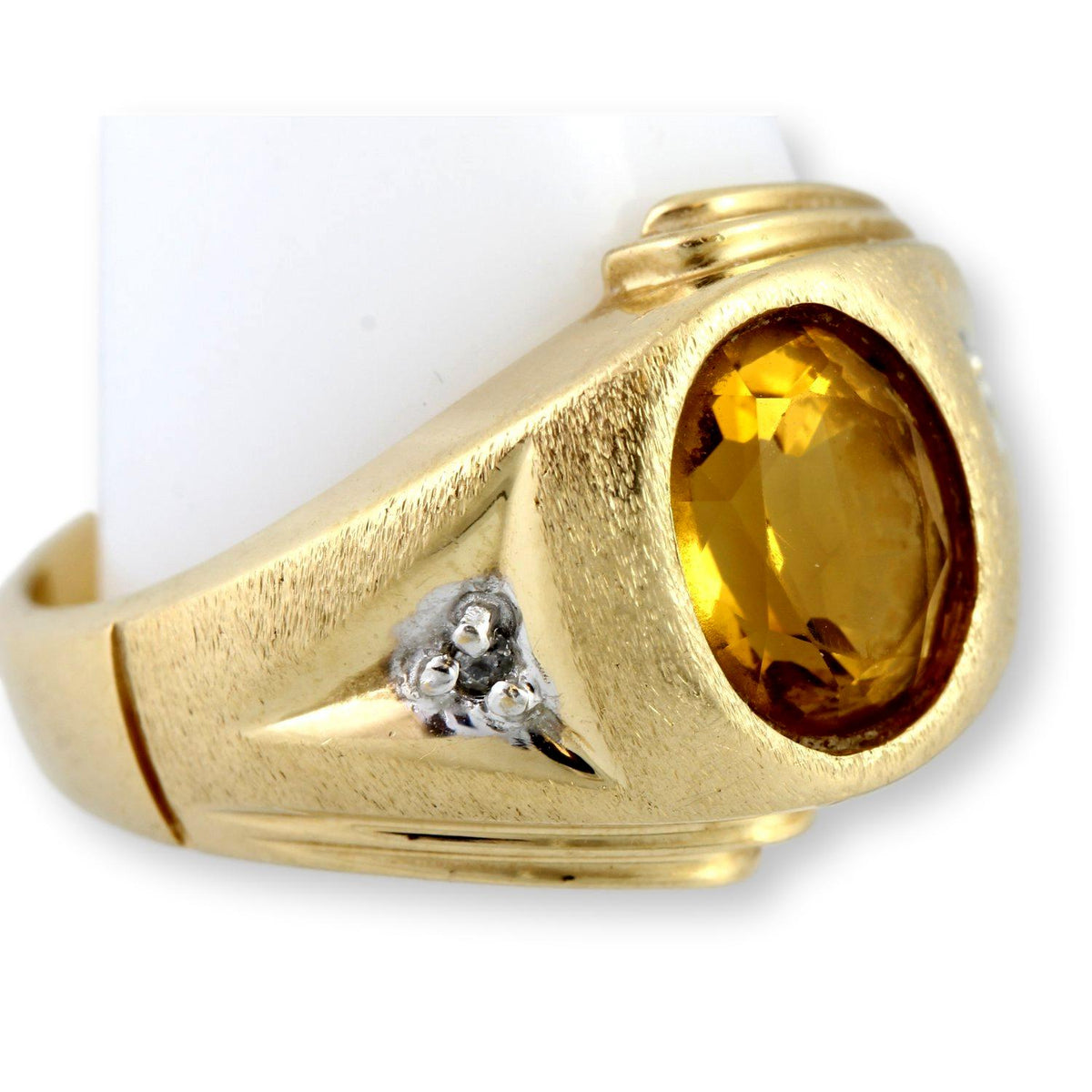 2.11ct Oval Citrine & Diamond 14K Yellow Gold Ring