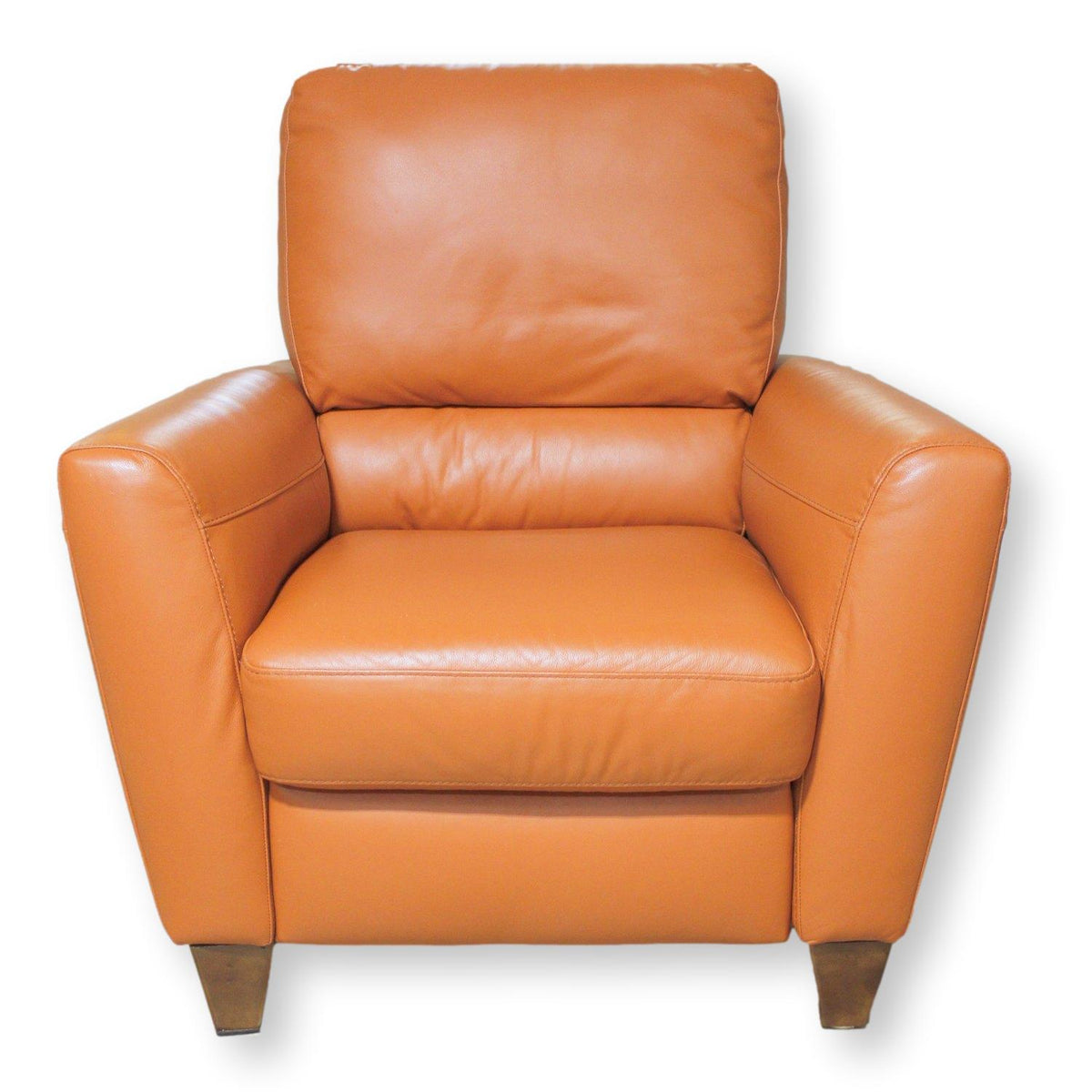 Natuzzi Coral Orange Leather Pushabck Recliner
