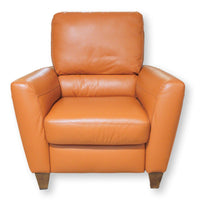 Natuzzi Coral Orange Leather Pushabck Recliner