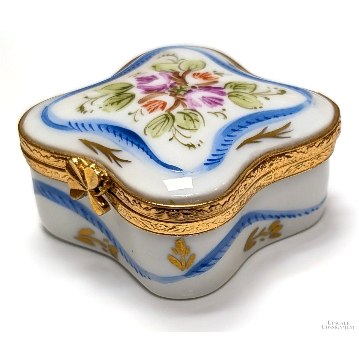 Limoges Square Hand-Painted Trinket Box