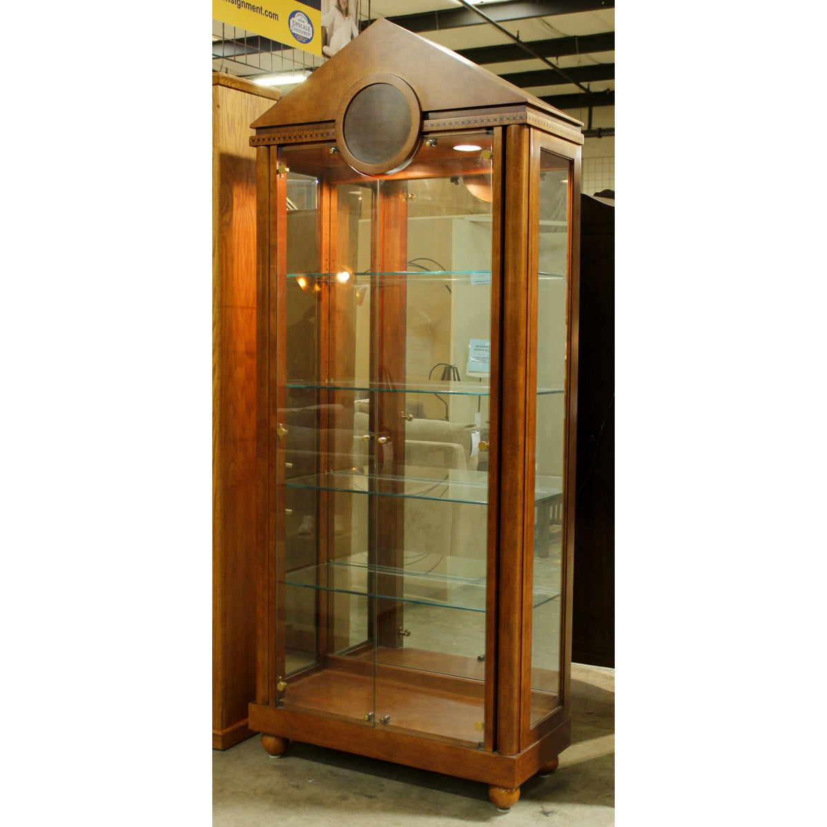 Hickory White Pediment Top Curio Cabinet