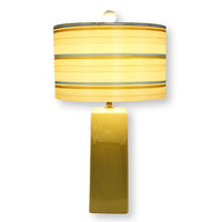 Green Ceramic Table Lamp w/Striped Shade