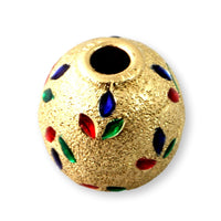 14K Two-Tone Gold Ball Slide Pendant- Enameled Jewels