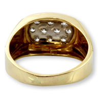 1.00ctw Diamond Cluster 14K Gold Man's Two-Tone Ring