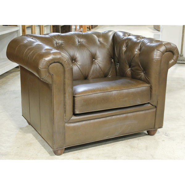 Pottery Barn Brown Leather Chesterfield Club Chair