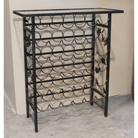 Wrought Iron Wine Rack w/Grape Vine Sides