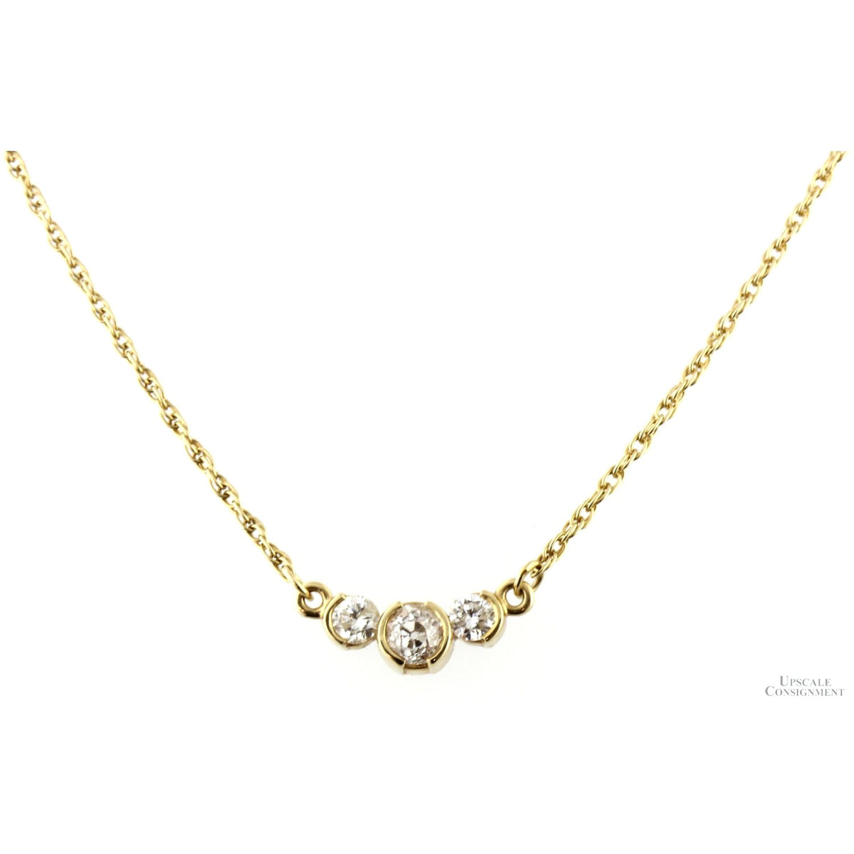 Three-Stone .51ctw Diamond 14K Gold Trilogy Necklace