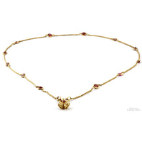 14K Gold Natural Ruby Stations | Diamond Accent Pendant