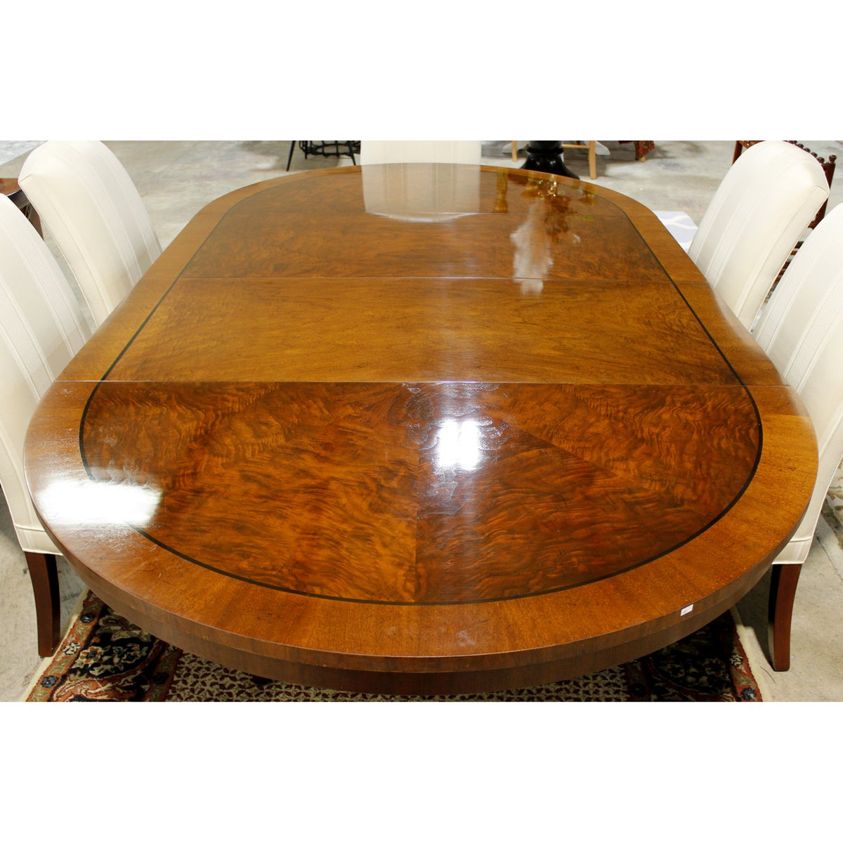 Oval Burlwood Dining Table w/6 Chairs