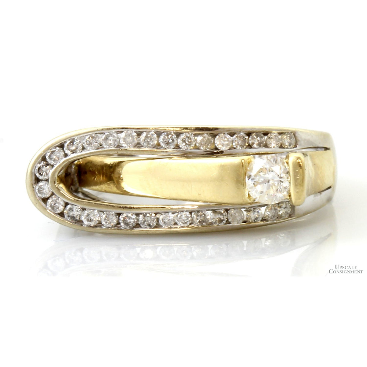 Vintage 14K Gold Sculptural Diamong Ring | Belt Buckle Design