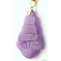 Lavender Jadeite Jade Carved Pendant | 14K Gold Bail - Hong Kong