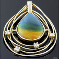 Ammolite Triplet & White Sapphire Sterling Silver Pendant