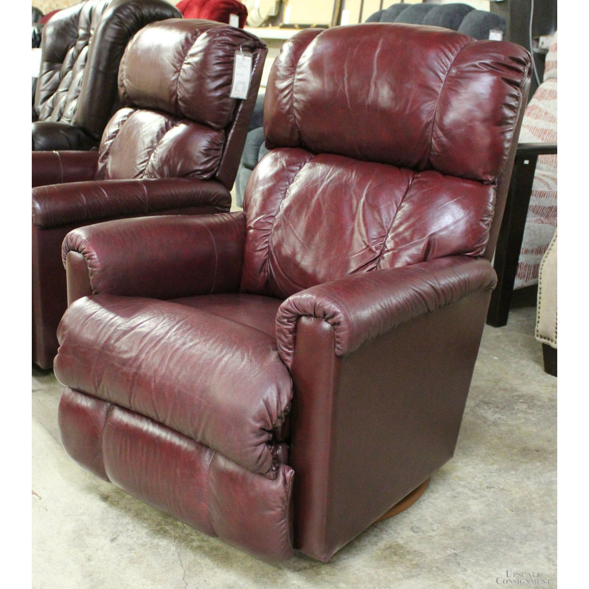 La-Z-Boy Burgundy Leather Swivel Rocking Recliner