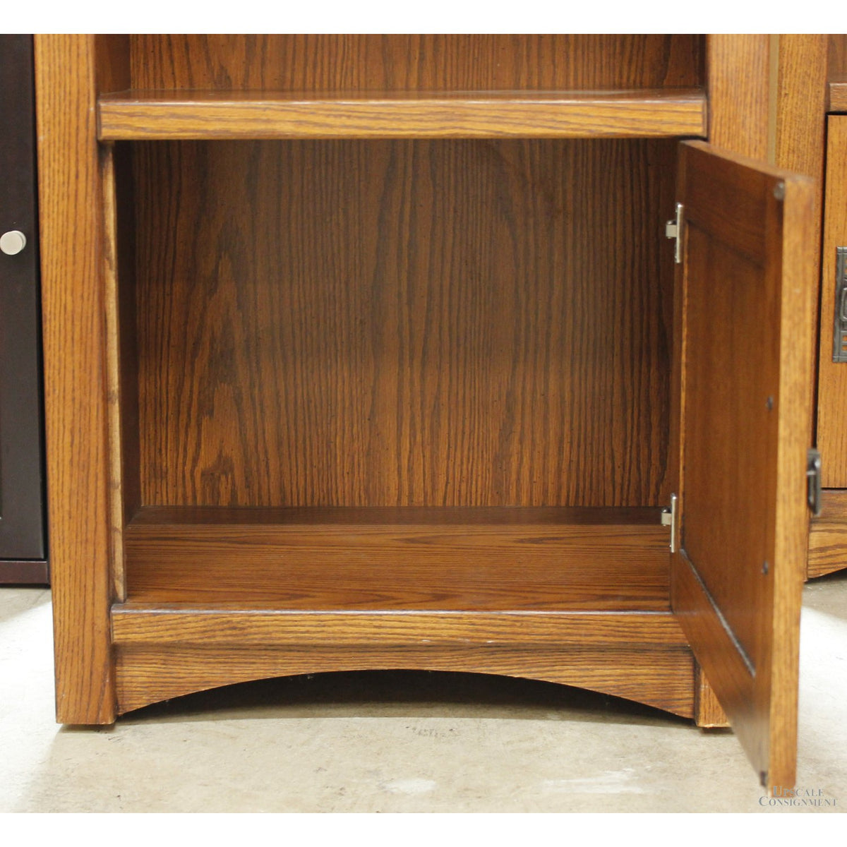 Oak Furniture West Lighted Mission Style Bookshelf w/Cabinet
