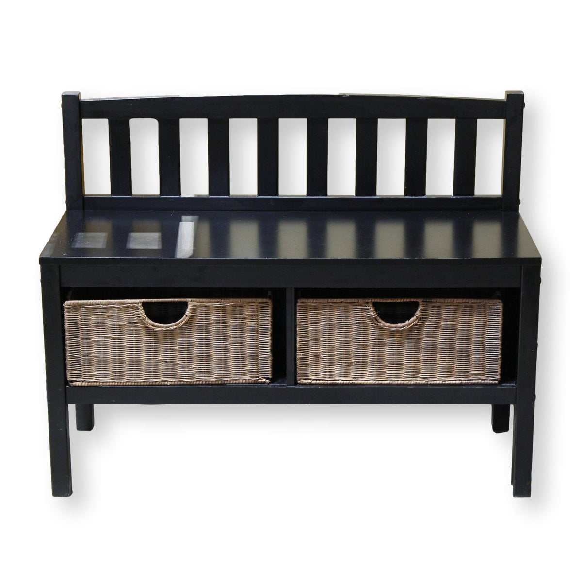 Black Storage Bench w/Basket Drawers