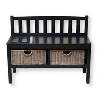 Black Storage Bench w/Basket Drawers