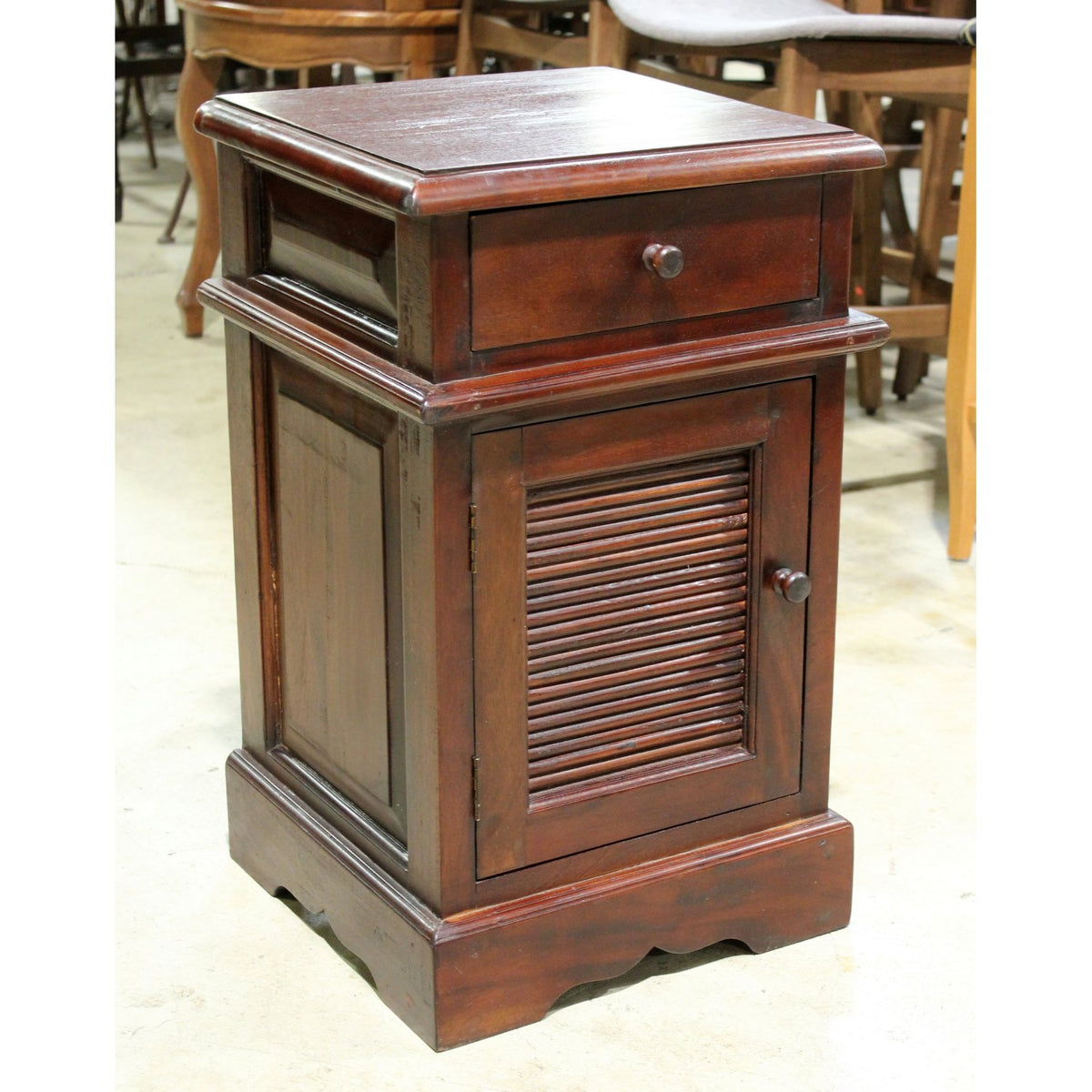 Tropcial Wood Nightstand w/Reeded Door