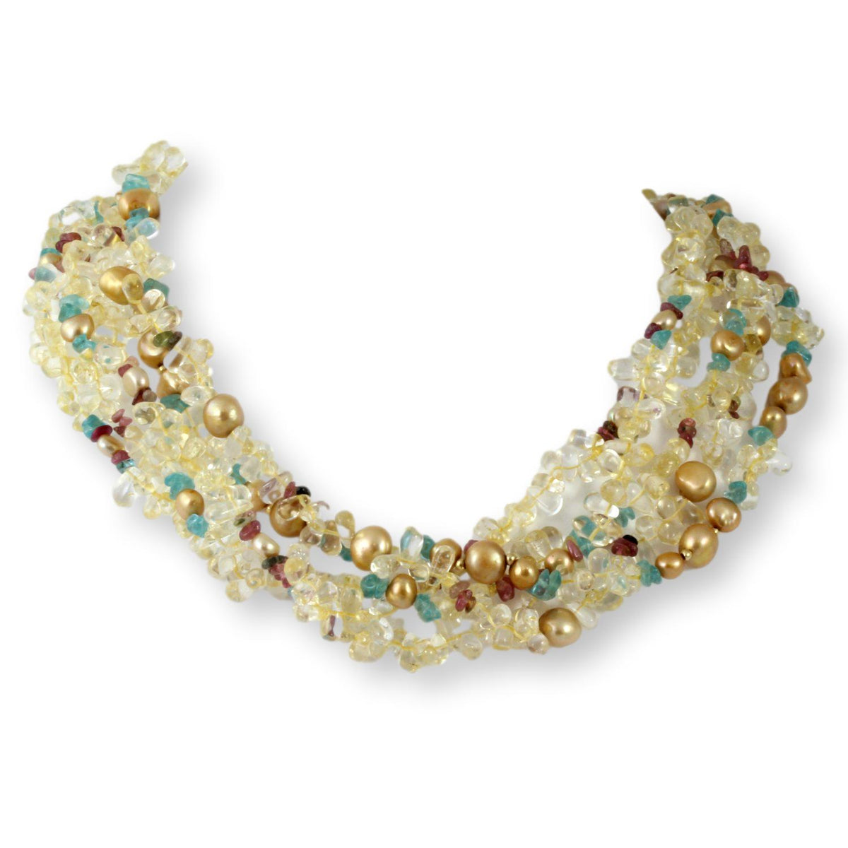 Tutti Frutti Five-Strand Citrine, Imperial Topaz 14K Gold Necklace