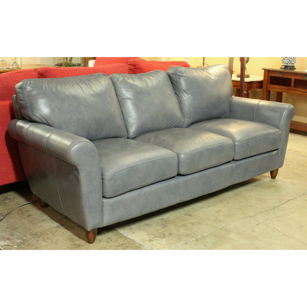 Gray-Blue Leather Sofa