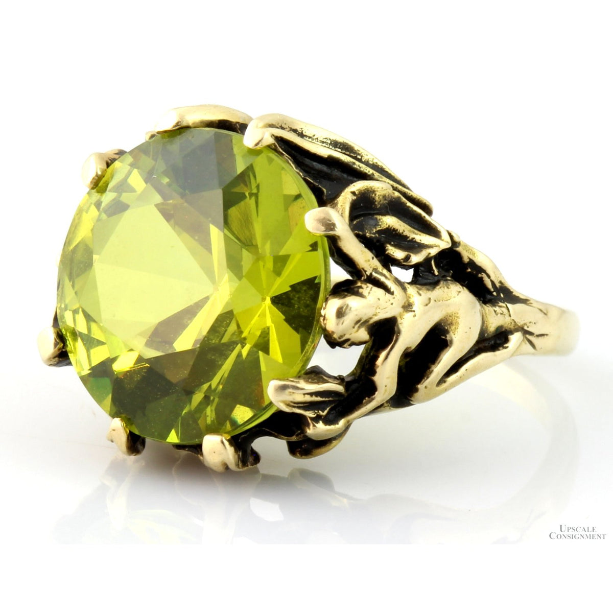 14K Gold 3.53ct Lab-Created Chartreuse Green Spinel Ring