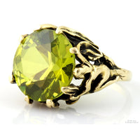 14K Gold 3.53ct Lab-Created Chartreuse Green Spinel Ring