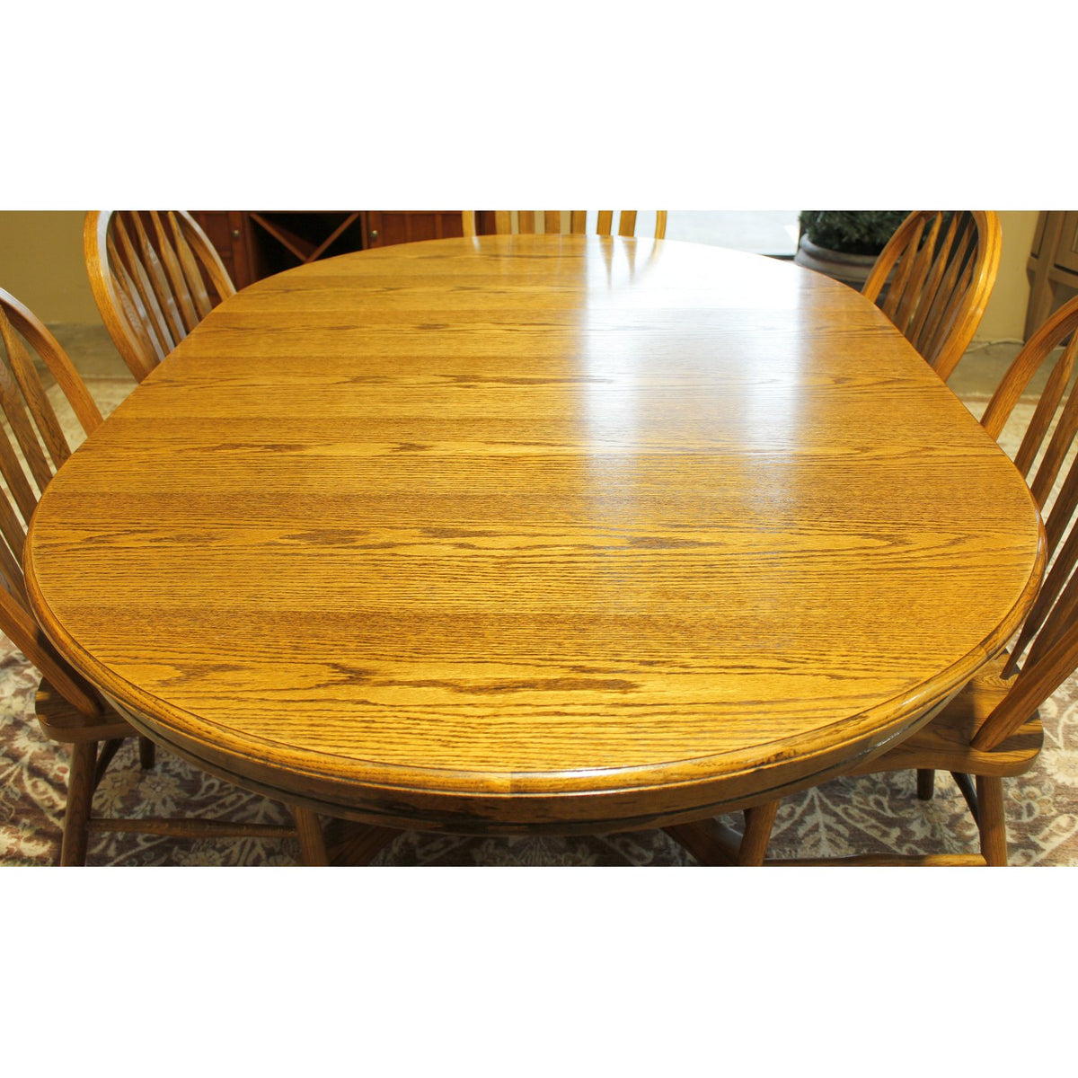 A-America Oval Oak Dining Table w/6 Spindle Chairs