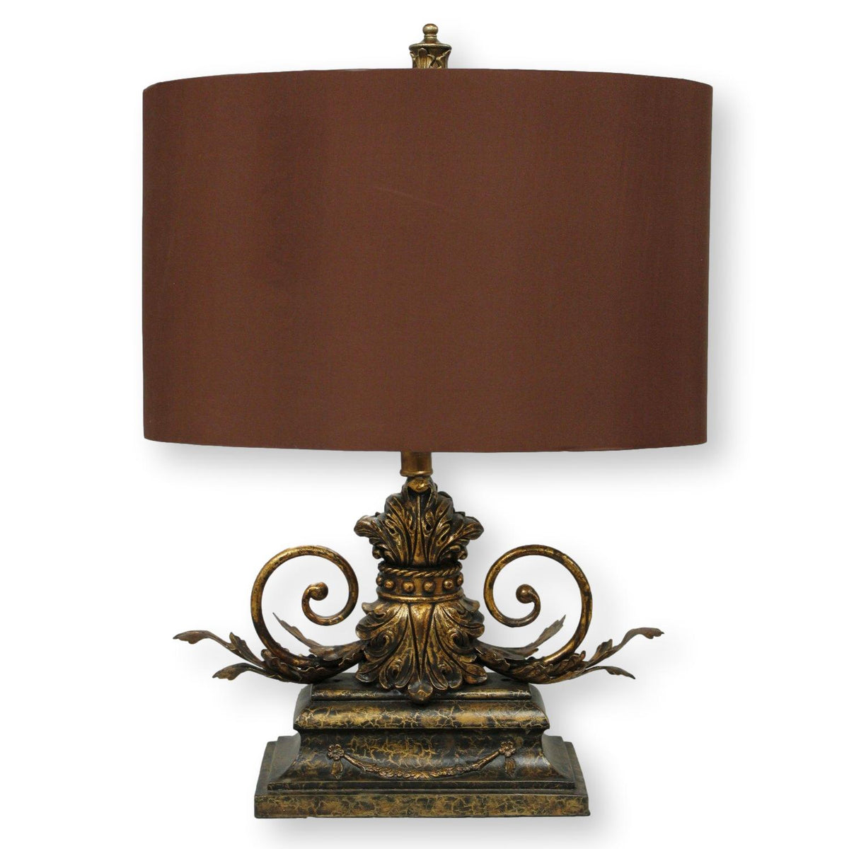 Antique Gold-Tone Acanthus Leaves Table Lamp