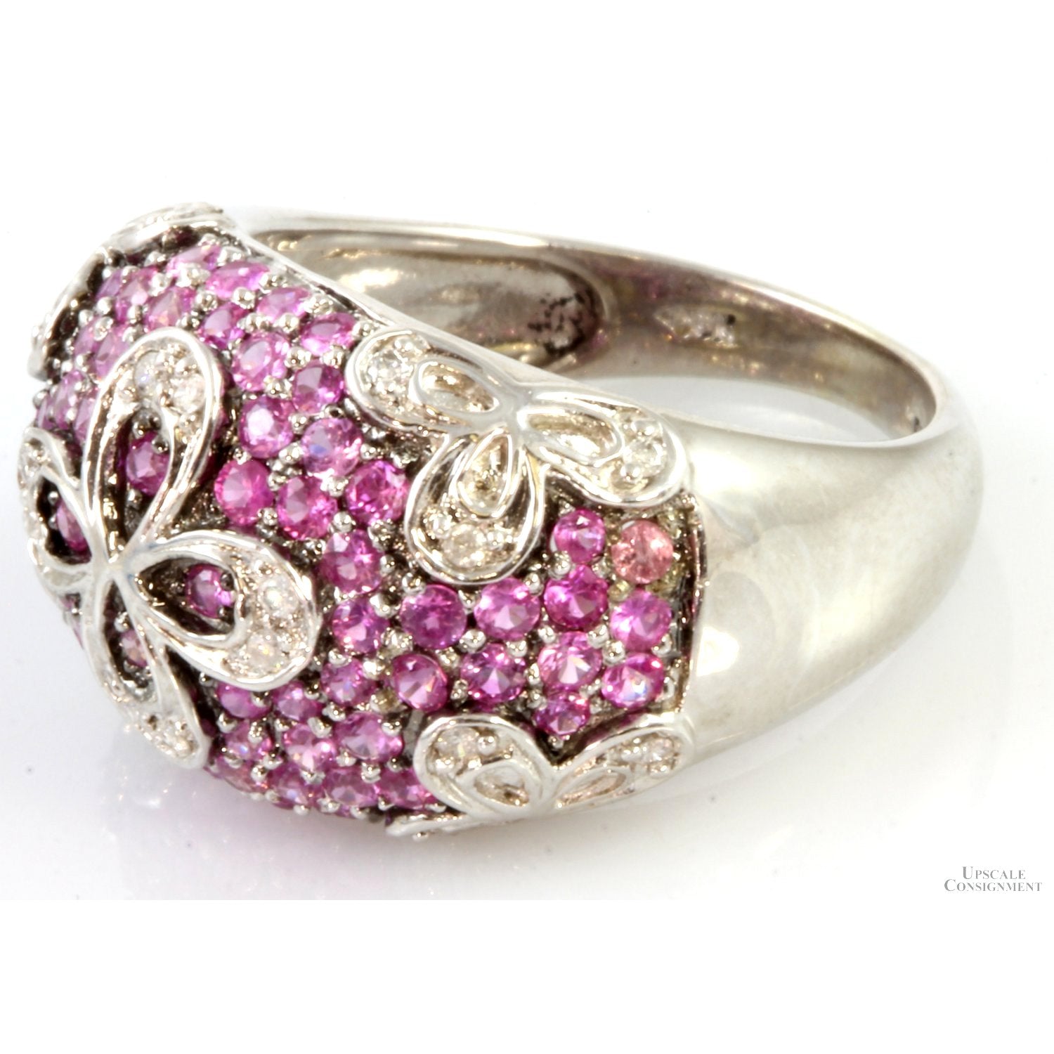 1.2ctw Pink Sapphire .11 Diamond 10K Gold Dome Ring