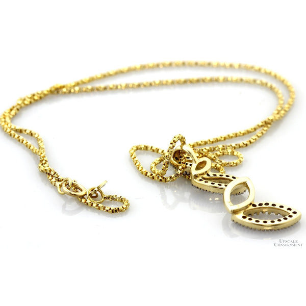 14K Gold 0.38ctw Diamond Elliptical Pendant & Chain