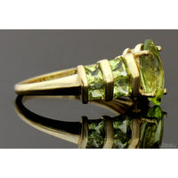 2.23ctw Marquise & Square Peridot Gemstone 14K Gold Ring