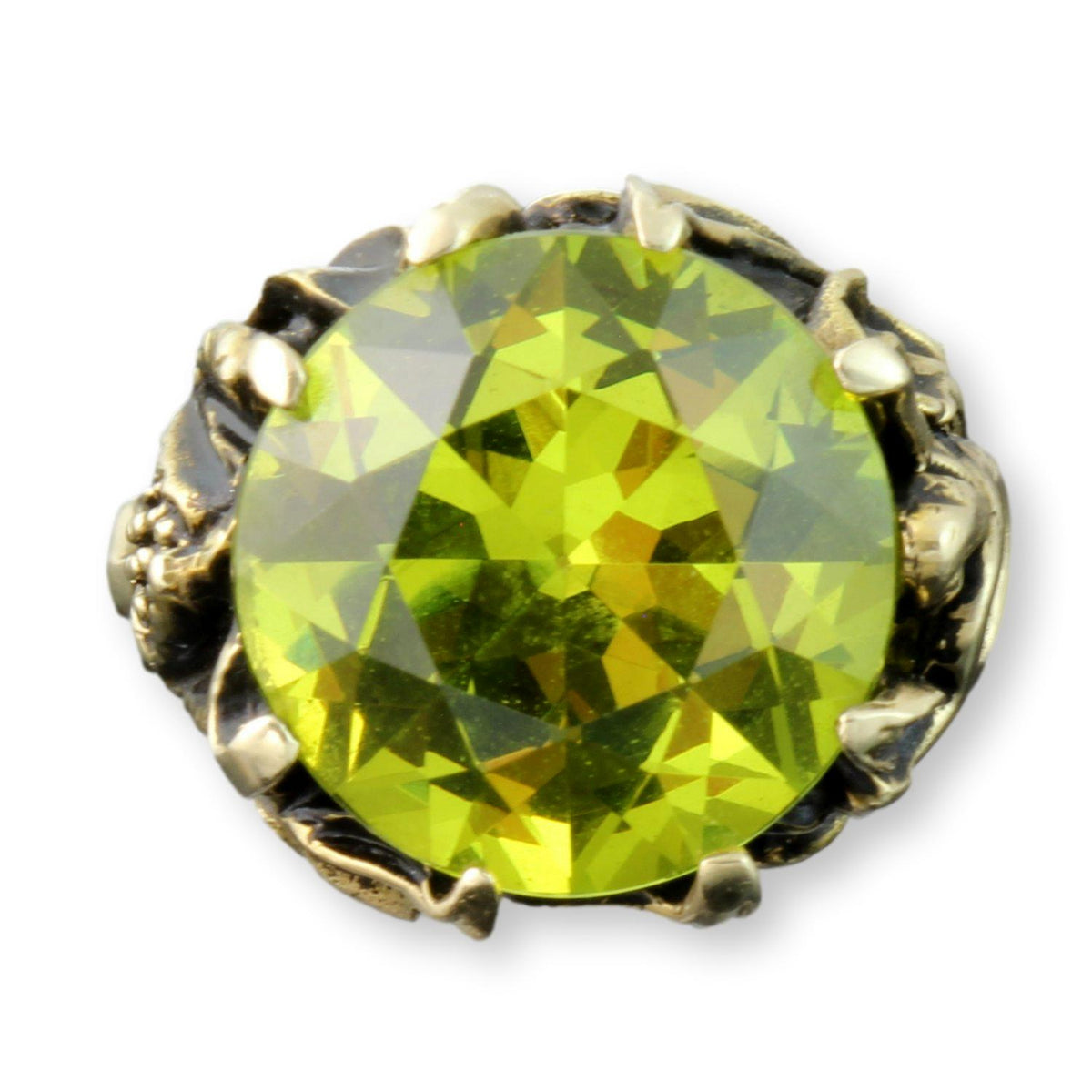 14K Gold 3.53ct Lab-Created Chartreuse Green Spinel Ring