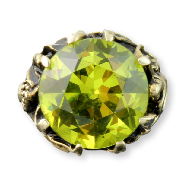 14K Gold 3.53ct Lab-Created Chartreuse Green Spinel Ring