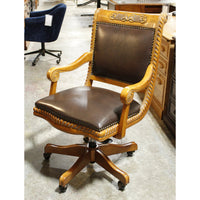 Leather Executive Chair w/Carved Grape Frame
