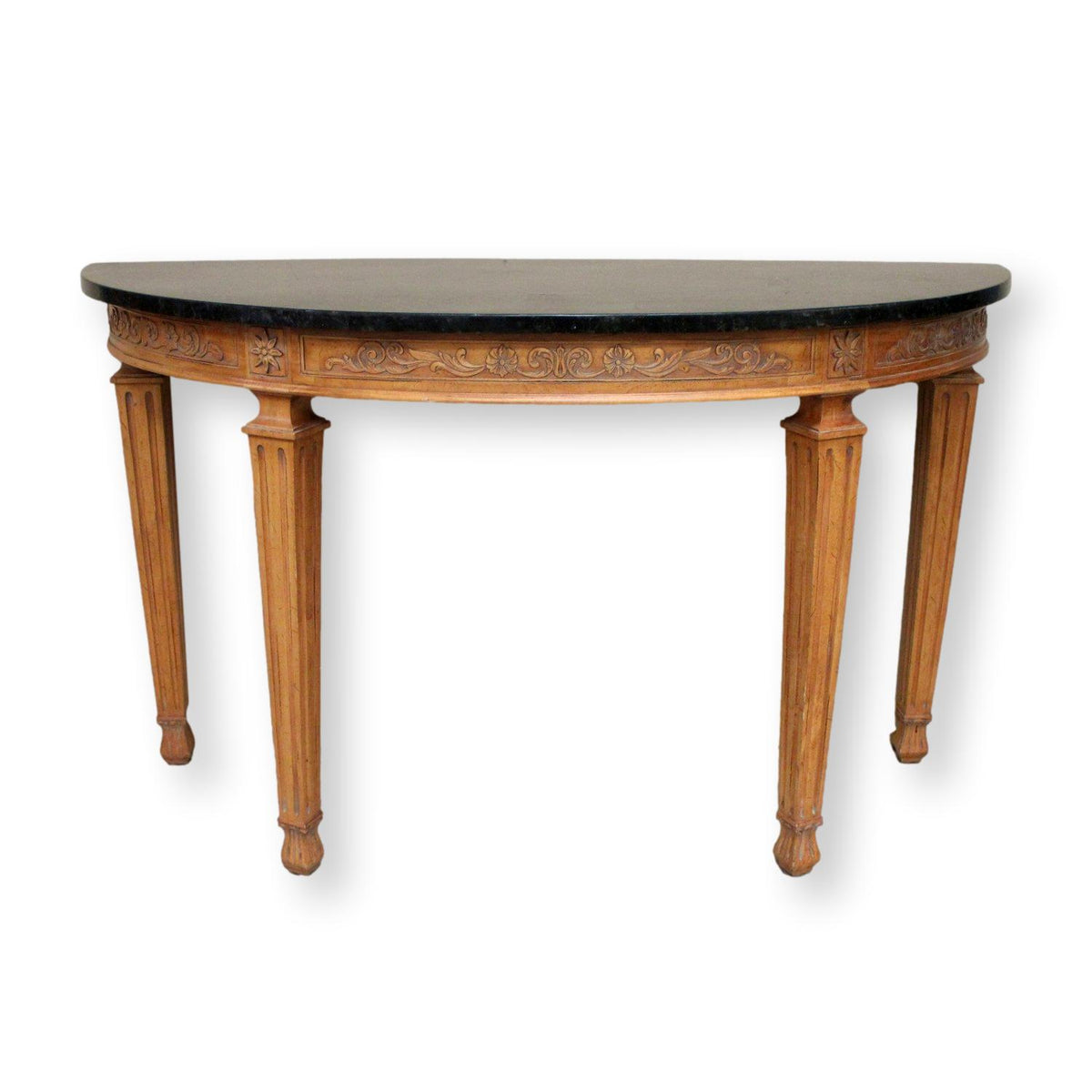 Granite Top Demilune Console Table