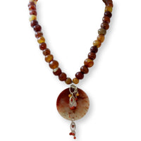 Handmade Agate Bead & Donut Shape Pendant Necklace