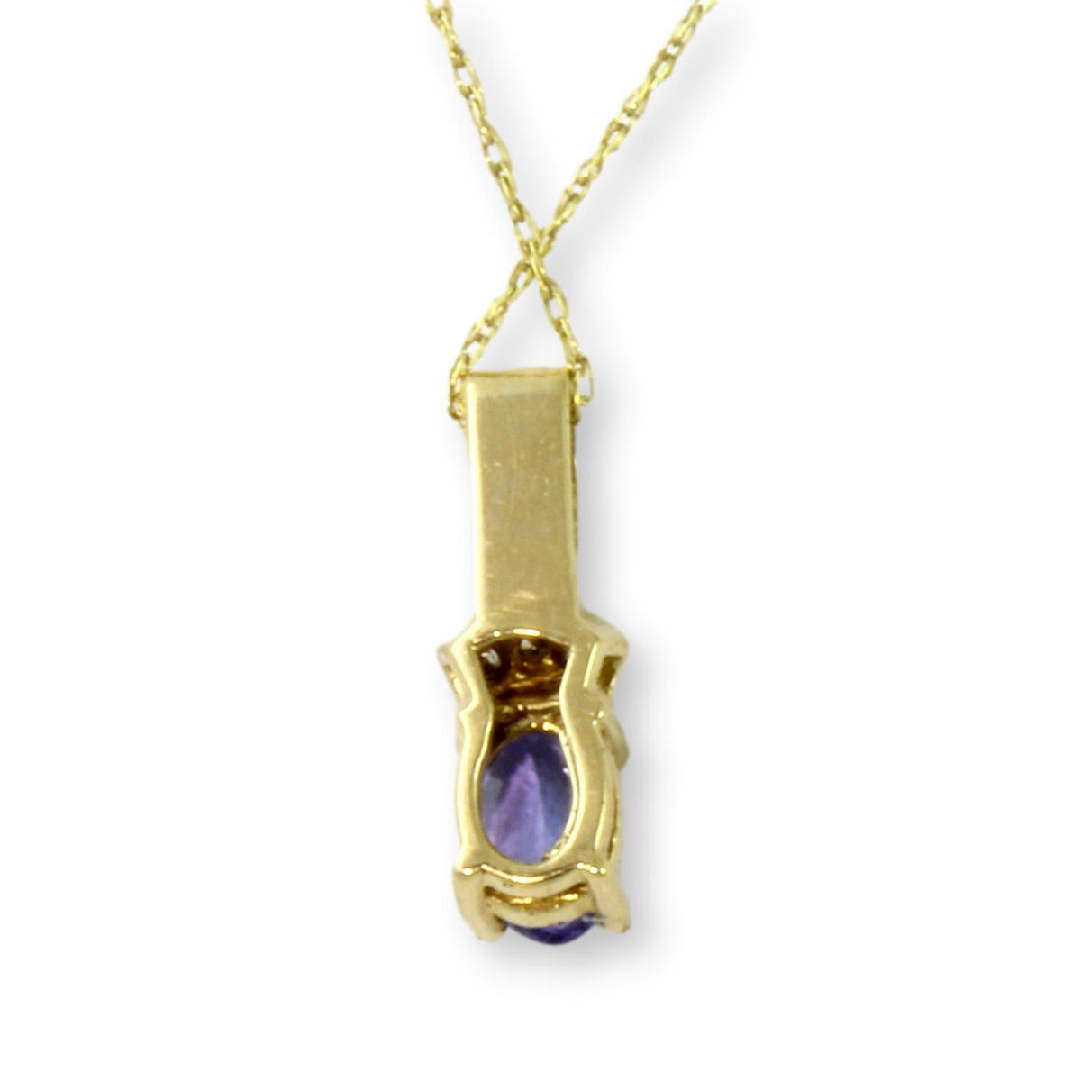 .44ct Tanzanite .05ctw Diamond 14K Gold Pendant 18" Necklace