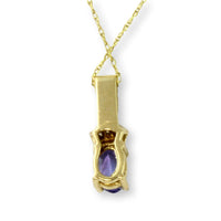 .44ct Tanzanite .05ctw Diamond 14K Gold Pendant 18" Necklace