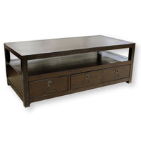 Pottery Barn "Ryhs" Dark Brown 3 Drawer Coffee Table