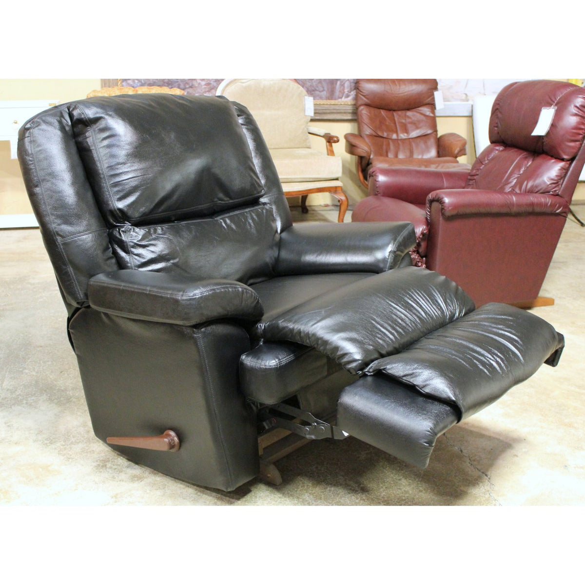 Franklin Corp. Black Leather Rocking Recliner