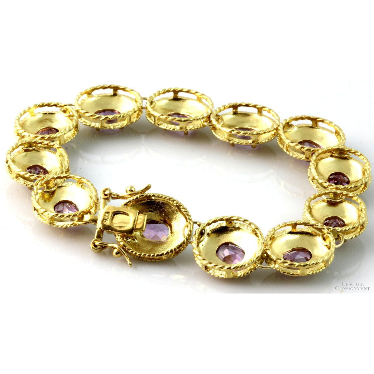 8.05ctw Amethyst Link 18K Yellow Gold Vermeil Bracelet