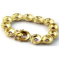8.05ctw Amethyst Link 18K Yellow Gold Vermeil Bracelet