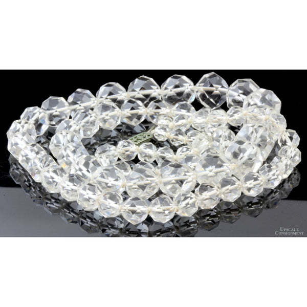 Hand Faceted Graduated Rock Crystal Quartz Bead Necklace