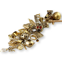 Vintage 10K Gold Charm Bracelet - 31 Charms c. 1960s