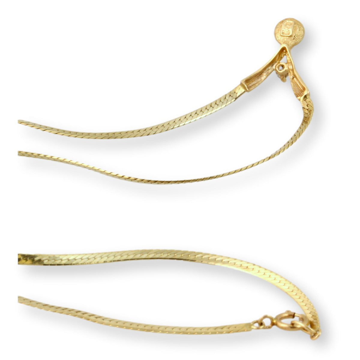 7mm Pearl & Diamond Pendant 14K Gold Herringbone Chain