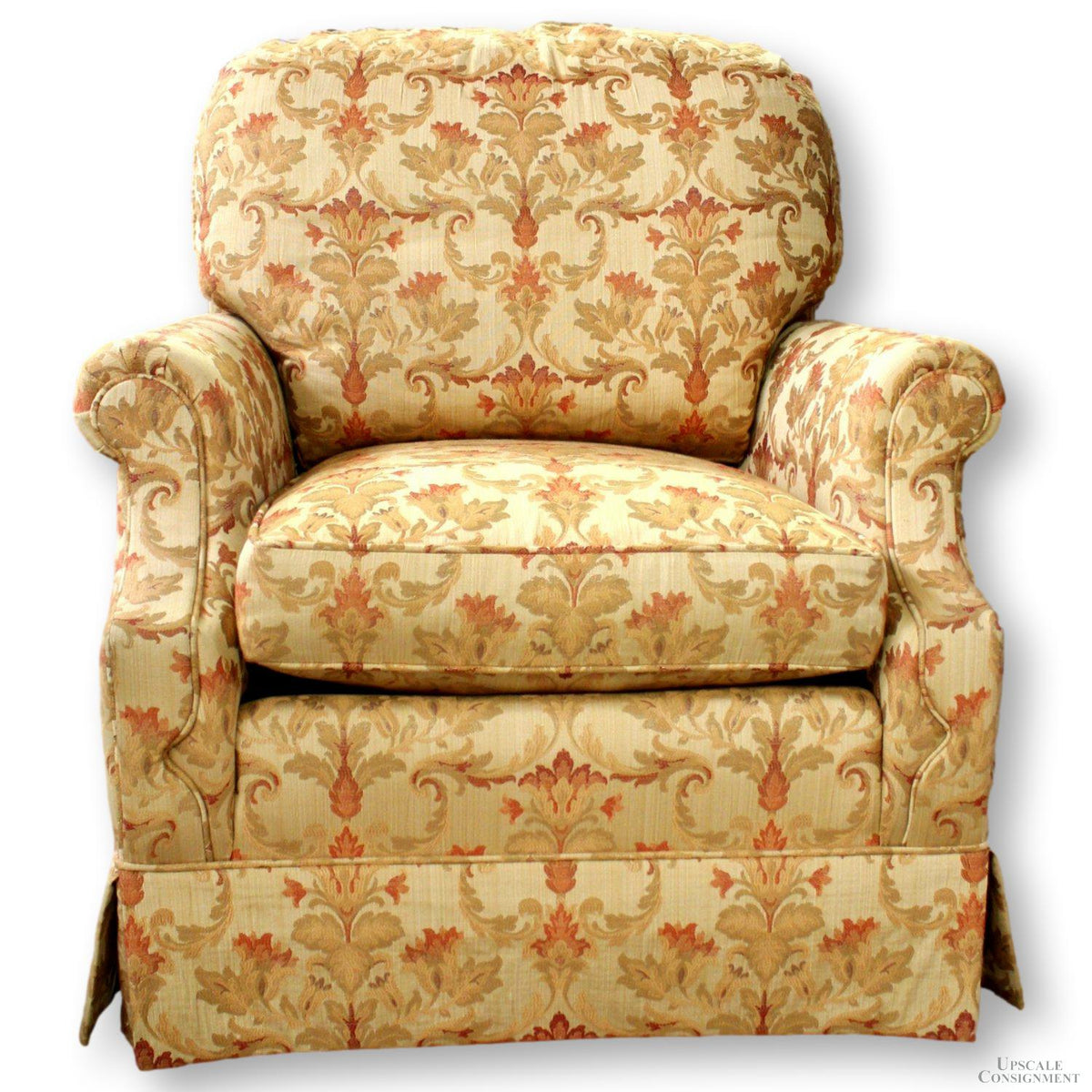 Kepler's Upholstery Gold & Red Botanical Club Chair