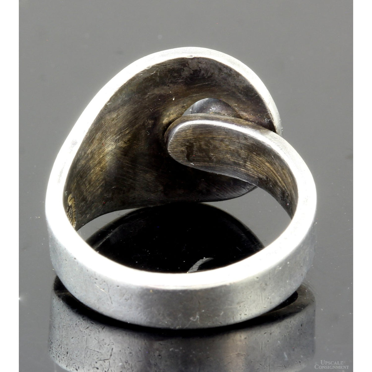 Eagle-Marked Taxco Sterling Silver Modernist Ring