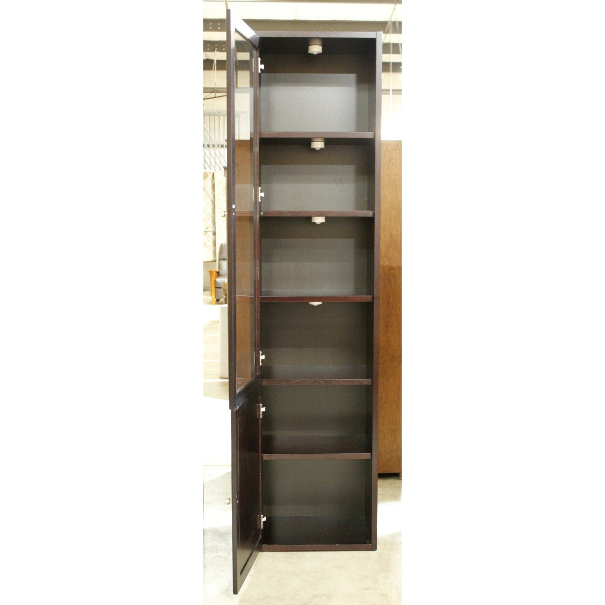 Black Narrow Bookcase w/Glass Door & Cabinet