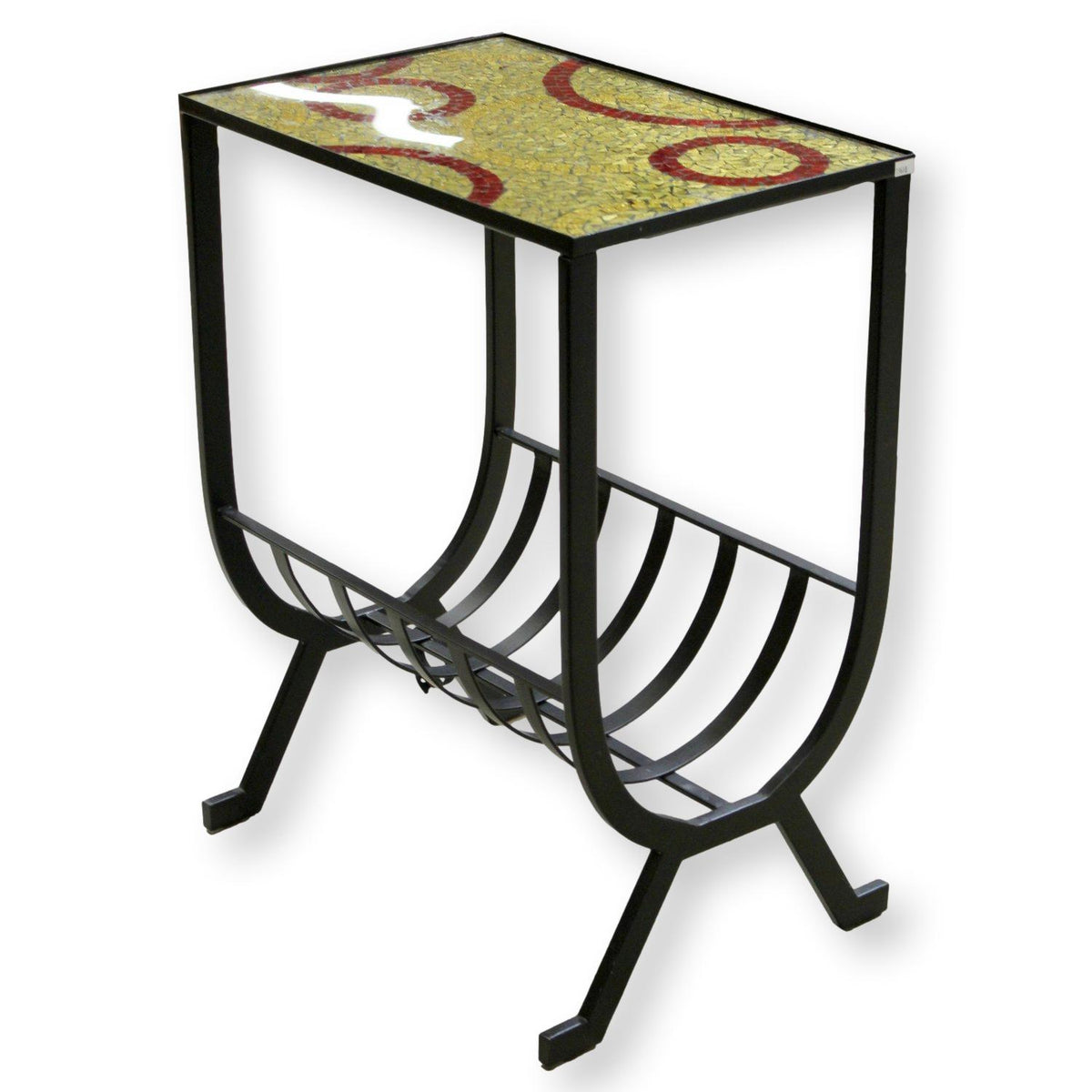 Mosaic Glass Top Metal Accent Table