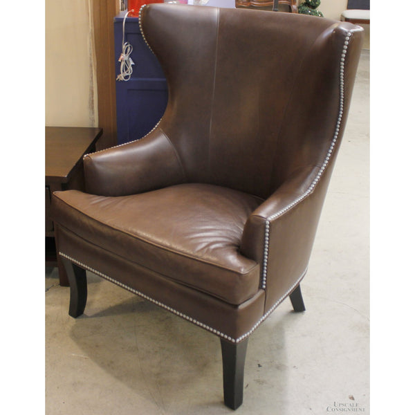 Brown Leather Wingback Chair